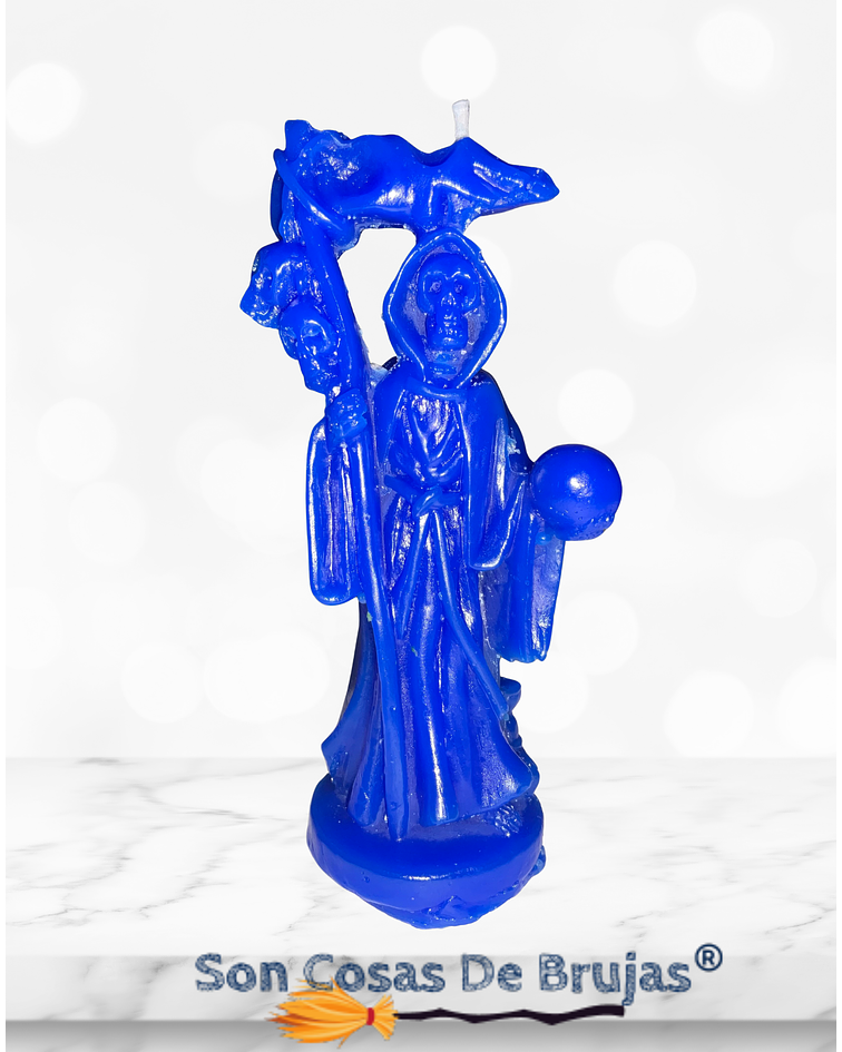 Vela Santa Muerte azul - 12 x 5 cm aprox.