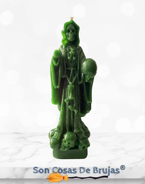 Vela Santa Muerte Verde - 17 x 5 cm aprox.
