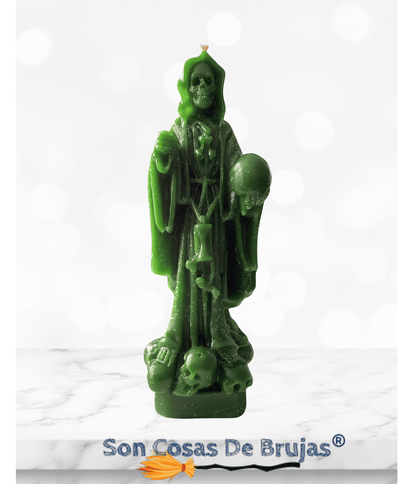 Vela Santa Muerte Verde - 17 x 5 cm aprox.