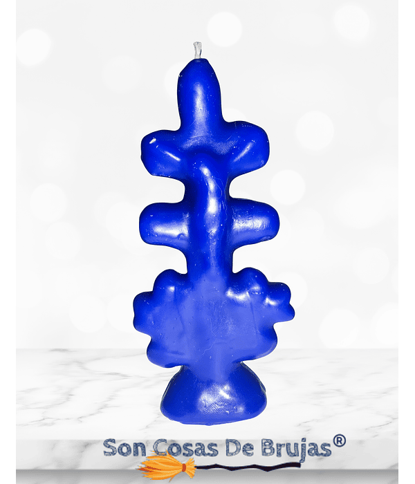 Vela Cruz de Caravaca Azul - 13 x 4 cm aprox.
