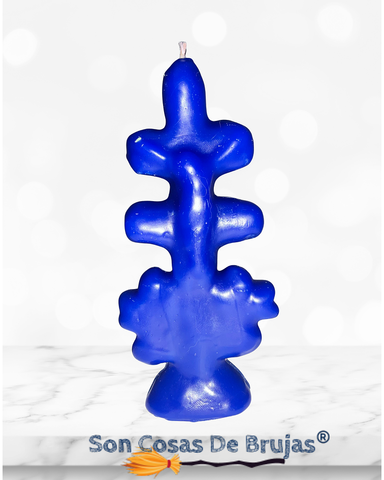 Vela Cruz de Caravaca Azul - 13 x 4 cm aprox.