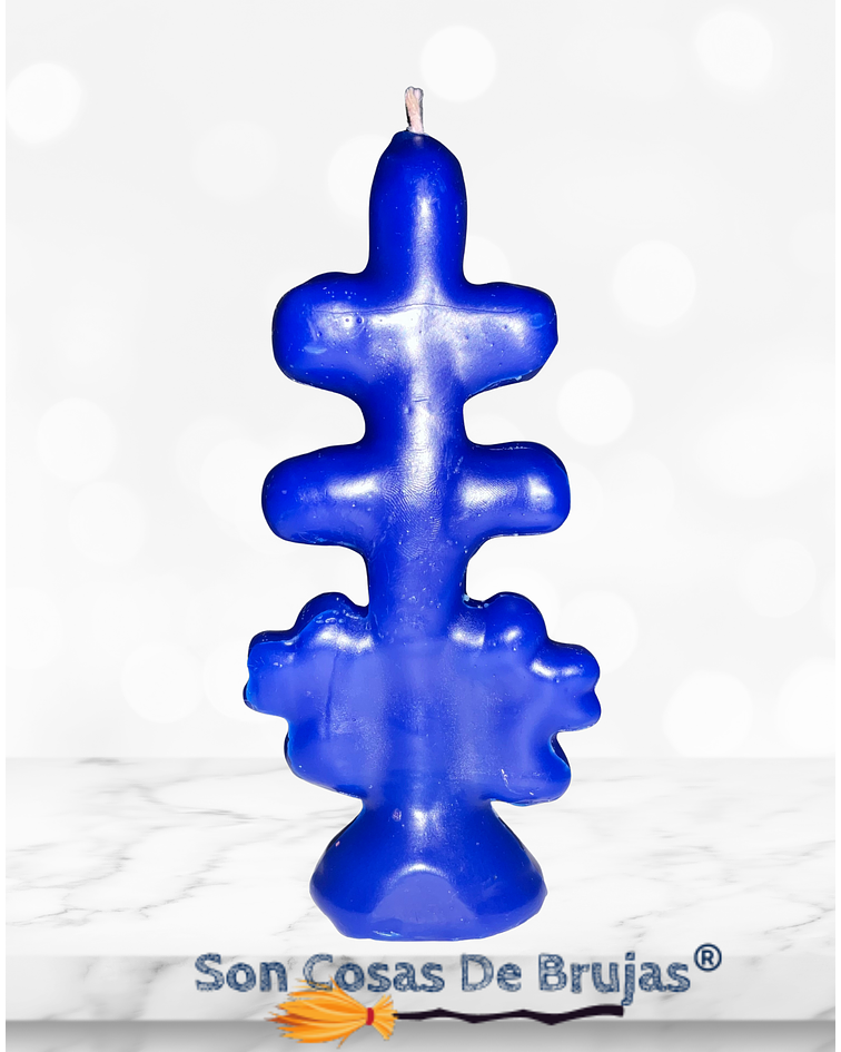Vela Cruz de Caravaca Azul - 13 x 4 cm aprox.