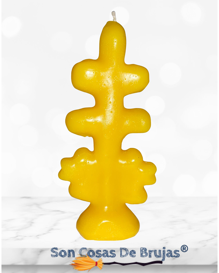 Vela Cruz de Caravaca Amarilla - 13 x 4 cm aprox. 
