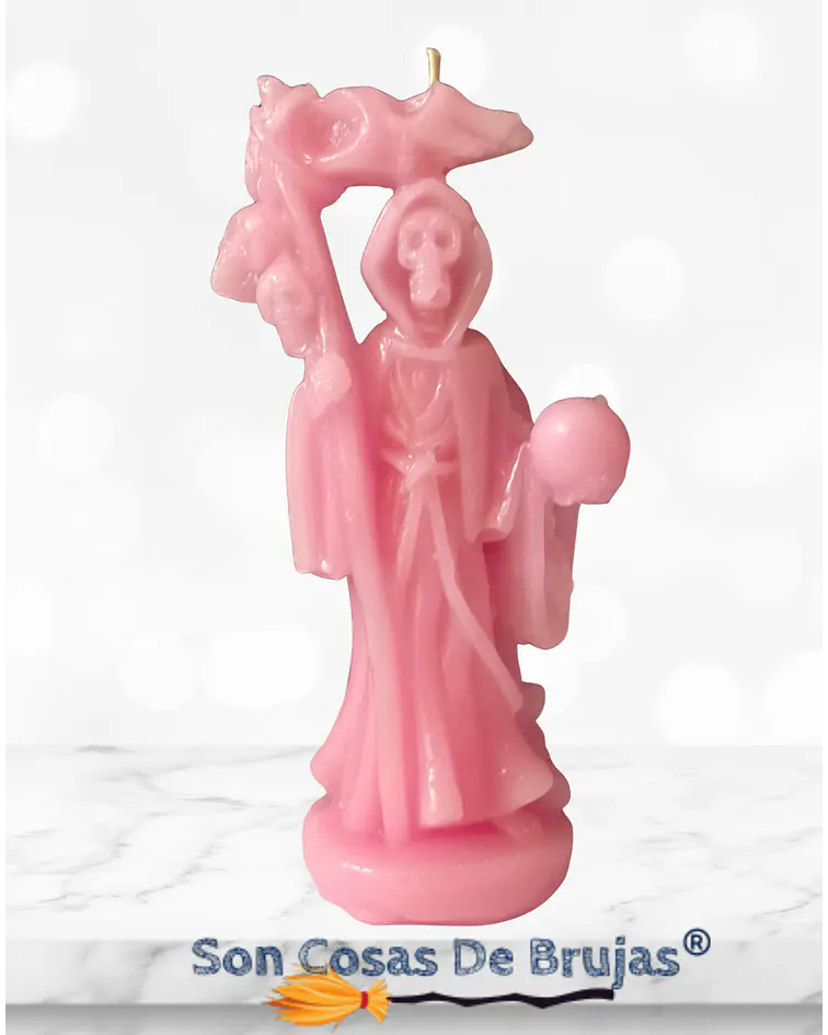 Vela Santa Muerte Rosada - 12 x 5 cm aprox.