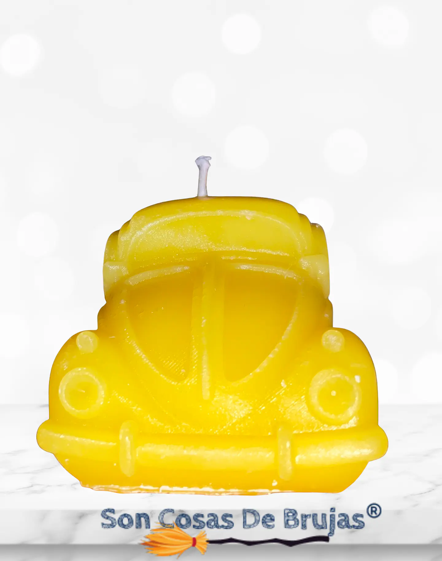 Vela Auto Escarabajo Amarillo - 9 x 4 cm aprox. 1