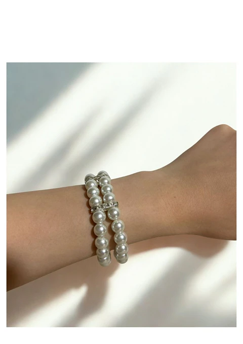 PULSERA PERLA STRASS DOBLE