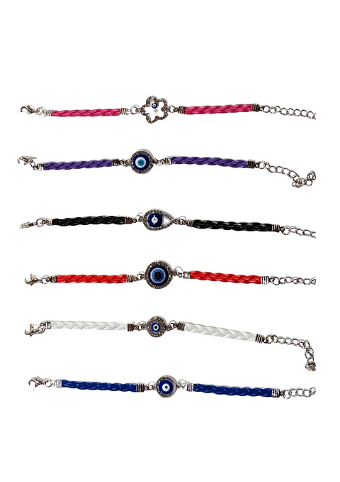 PULSERA CUERO TRENZA OJO TURCO