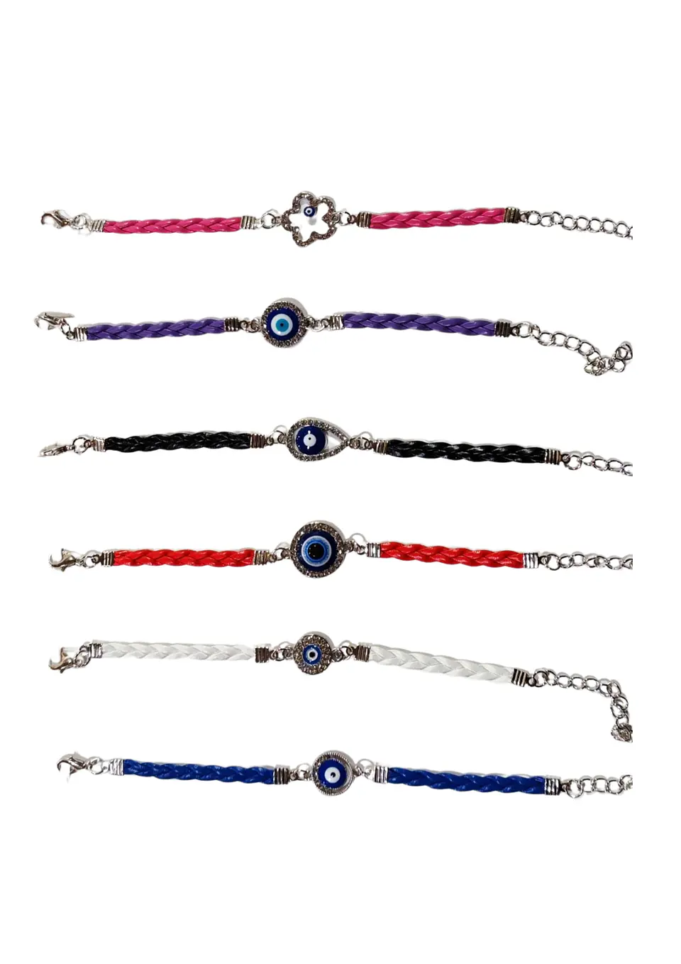 PULSERA CUERO TRENZA OJO TURCO 1