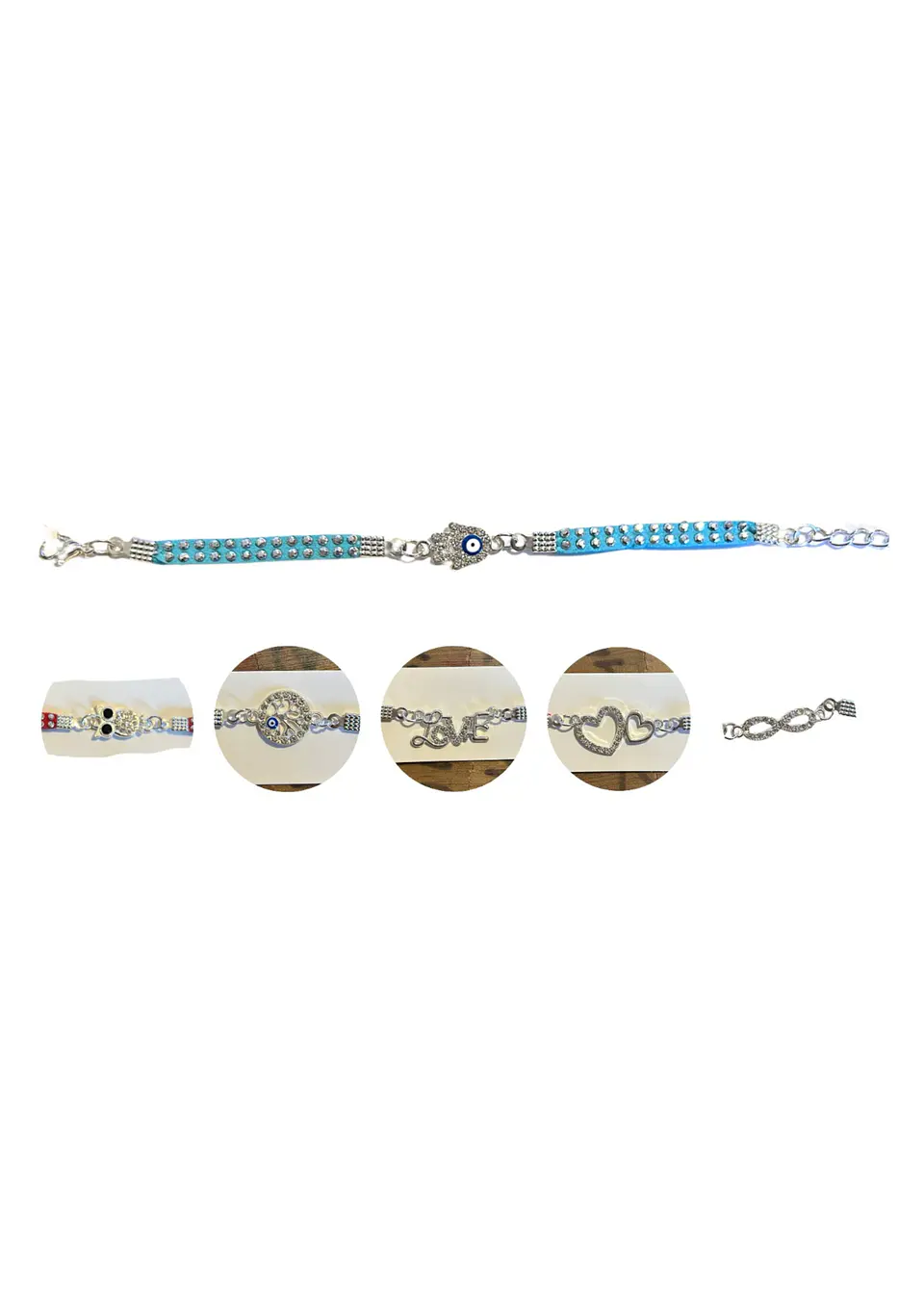 PULSERA CUERO COLOR Y TACHAS 1