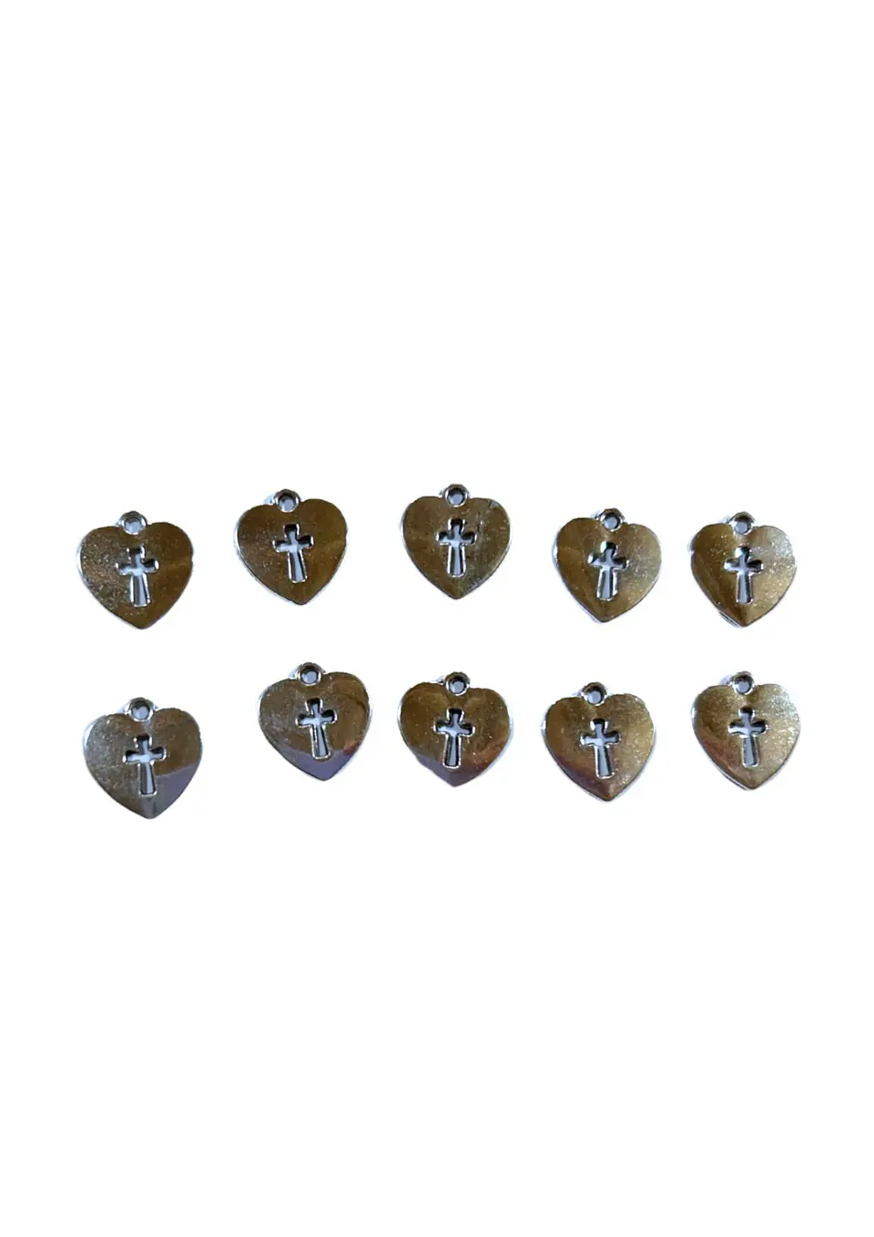 DIJE PLAT CORAZON CRUZ X10 1