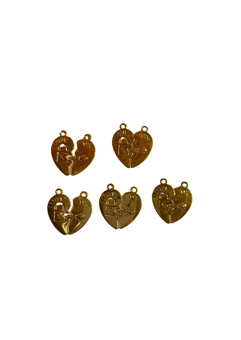 DIJE DORADO CORAZON PARTIDO X 6 PARES