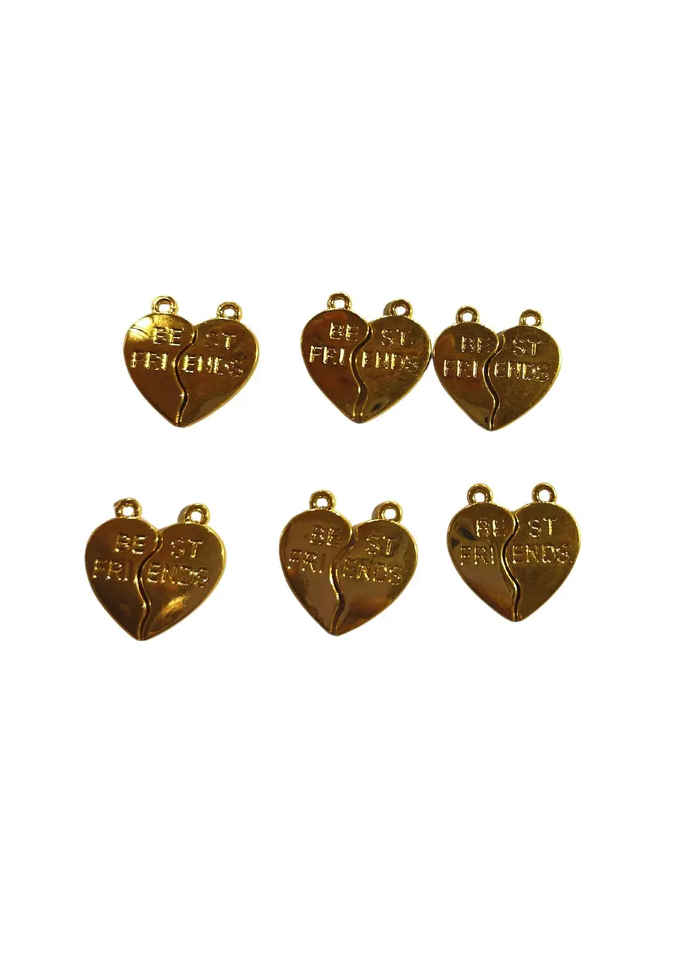 DIJE DORADO CORAZON PARTIDO X 6 PARES 2