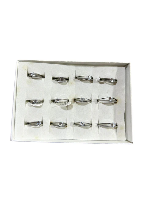 ANILLO ACERO DOBLE PLATEADO CON PIEDRA