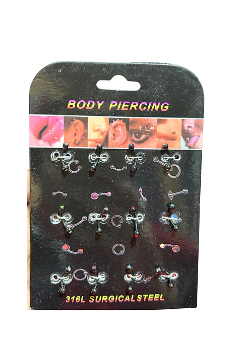 BLISTER PIERCING NEGRO C/BRILLO .C.