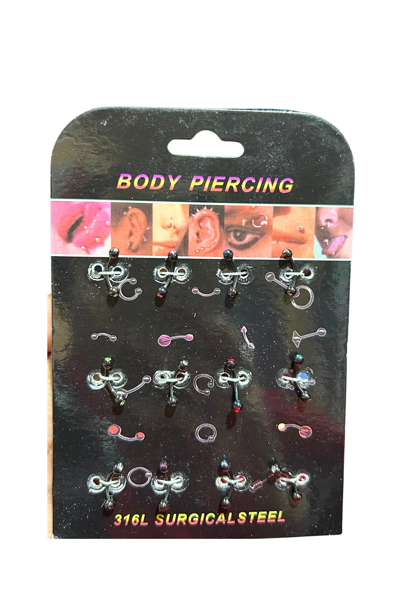BLISTER PIERCING NEGRO C/BRILLO .C. 1