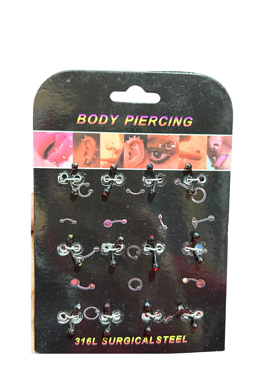 BLISTER PIERCING NEGRO C/BRILLO .C. 1