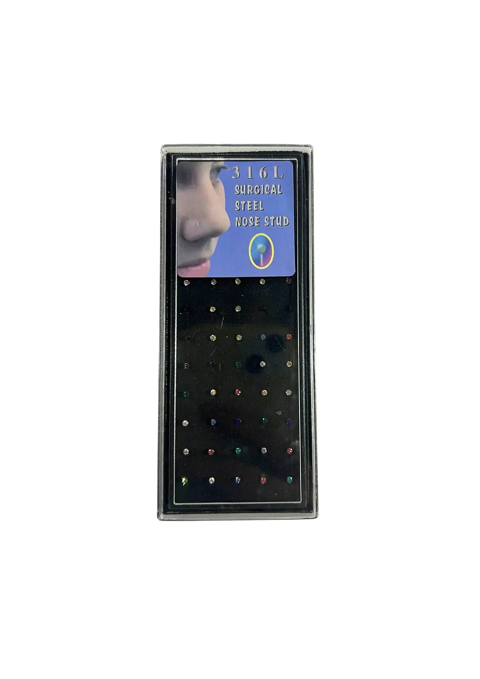 CAJA 40 PIERCING NARIZ RECTO COLORES ACERO 1