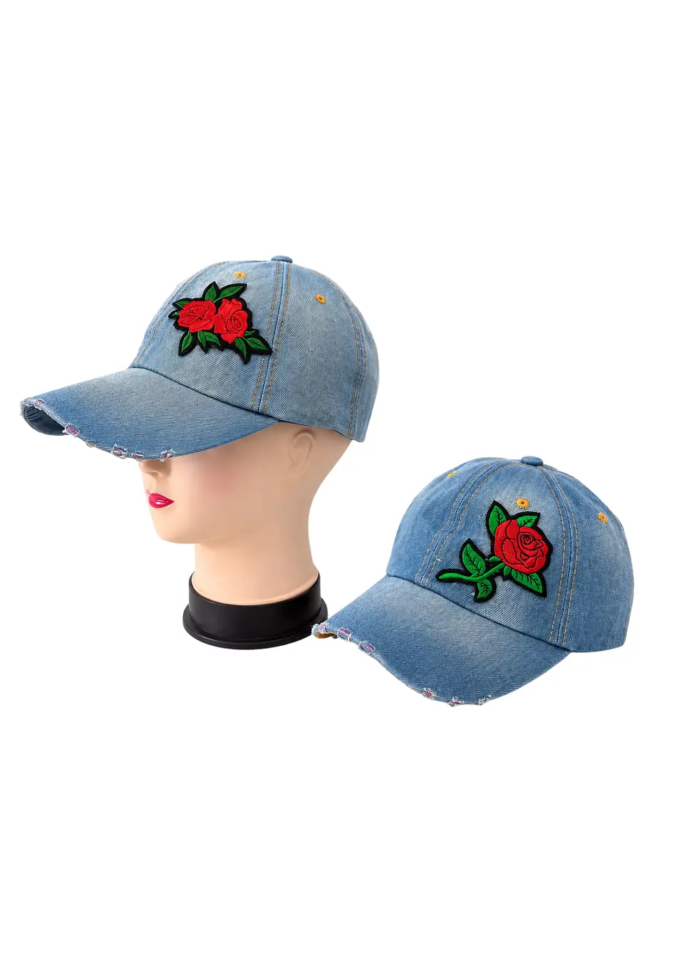 GORRO VISERA FLOR CON ROTURA JEAN 1