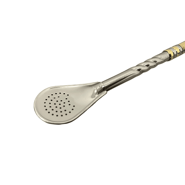 Bombilla Ribete Plateado - Pico Dorado - 18 cm 3