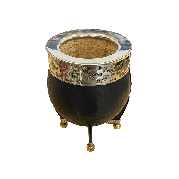 Mate Imperial Calabaza Negro | Virola Pampa  - Base Bolita Bronce 2