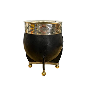 Mate Imperial Calabaza Negro | Virola Pampa  - Base Bolita Bronce