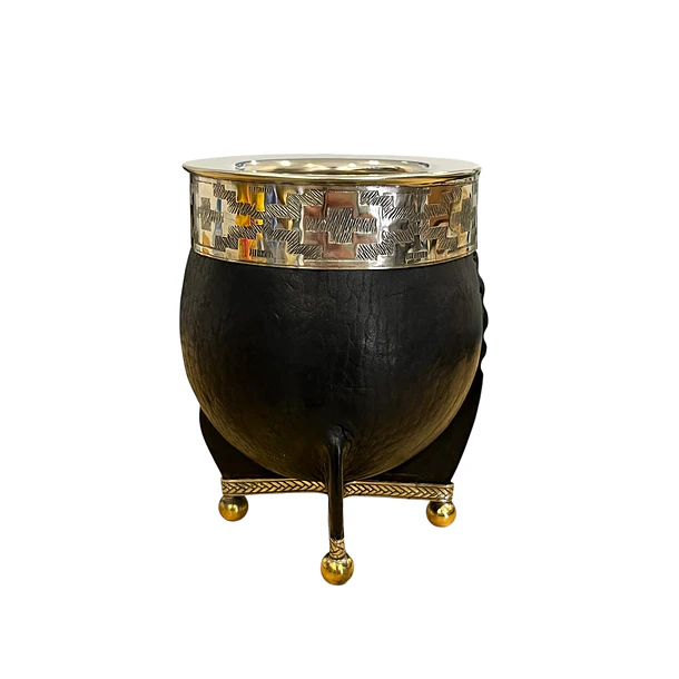 Mate Imperial Calabaza Negro | Virola Pampa  - Base Bolita Bronce 1