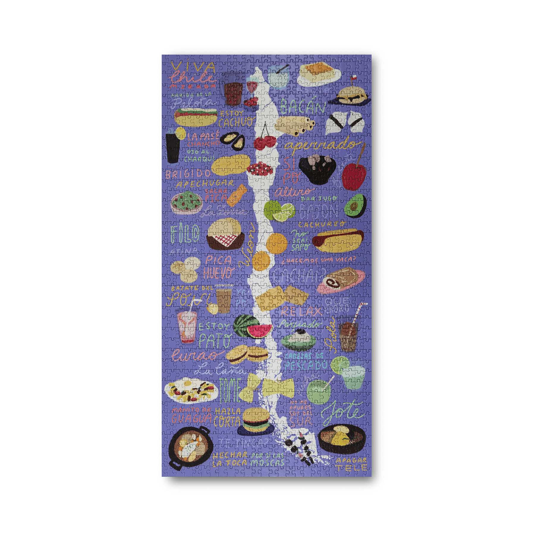 Puzzle Mapa de Chile Comidas, Bebidas y Frases 1000 Piezas