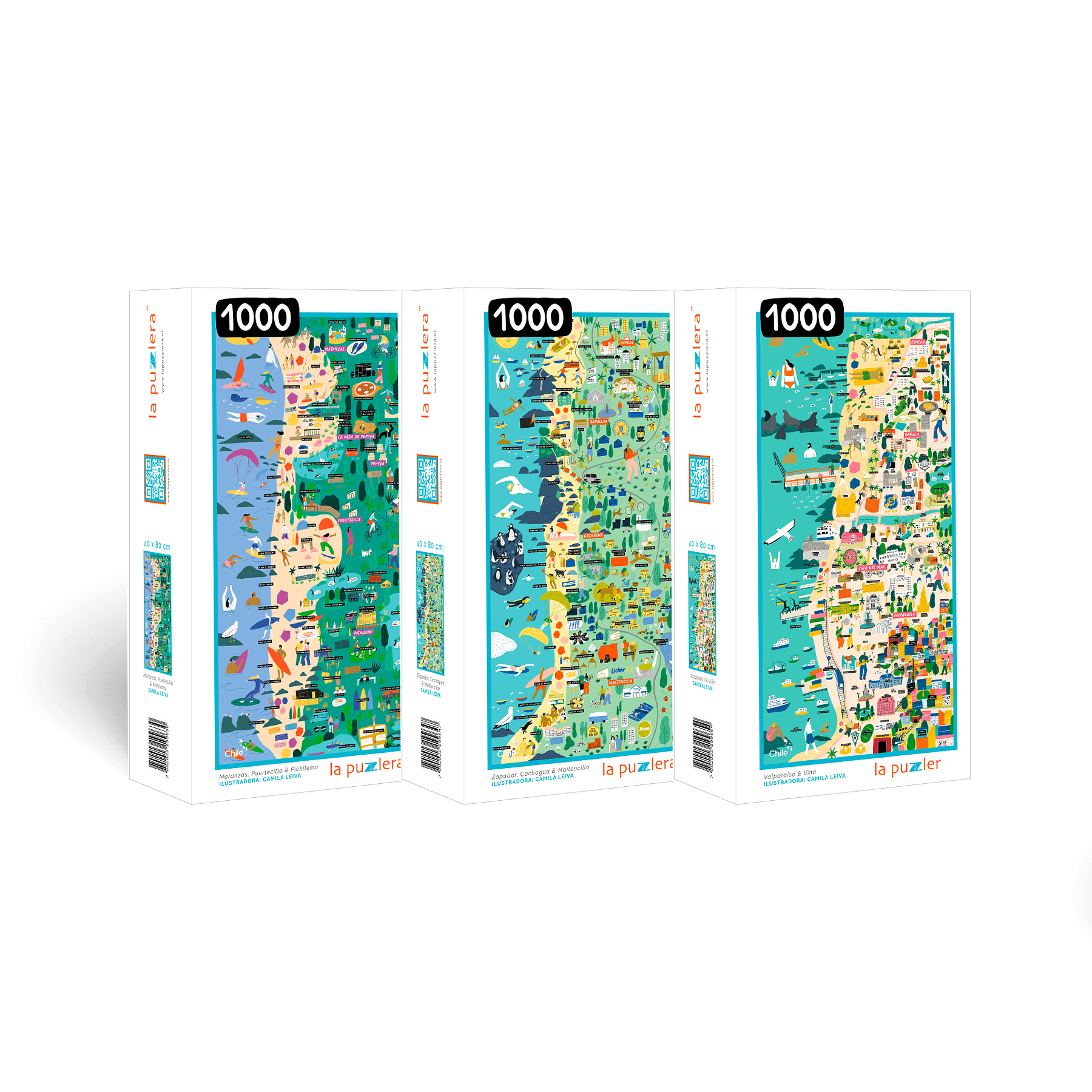 Colección Mapas de Chile Costas 1.000 Piezas  (3 Puzzles)