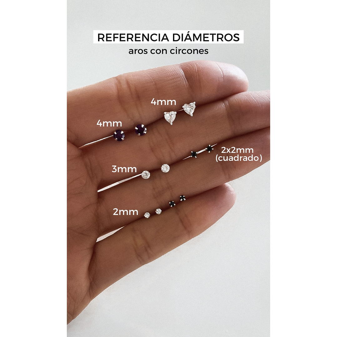 Aros Mini Circón Cuadrado 3