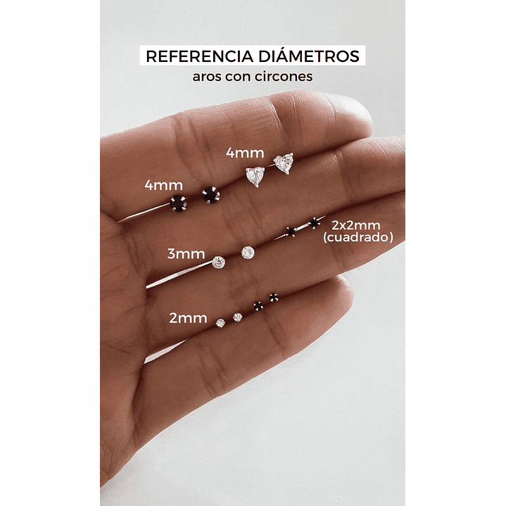 Aros Mini Circón Cuadrado 3