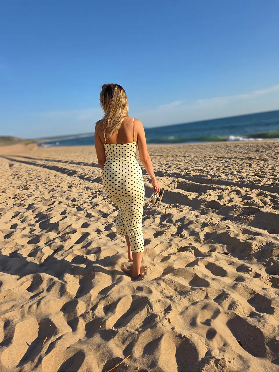 Vestido Ray – Vestido Comprido Justo Amarelo Polka Dots 5