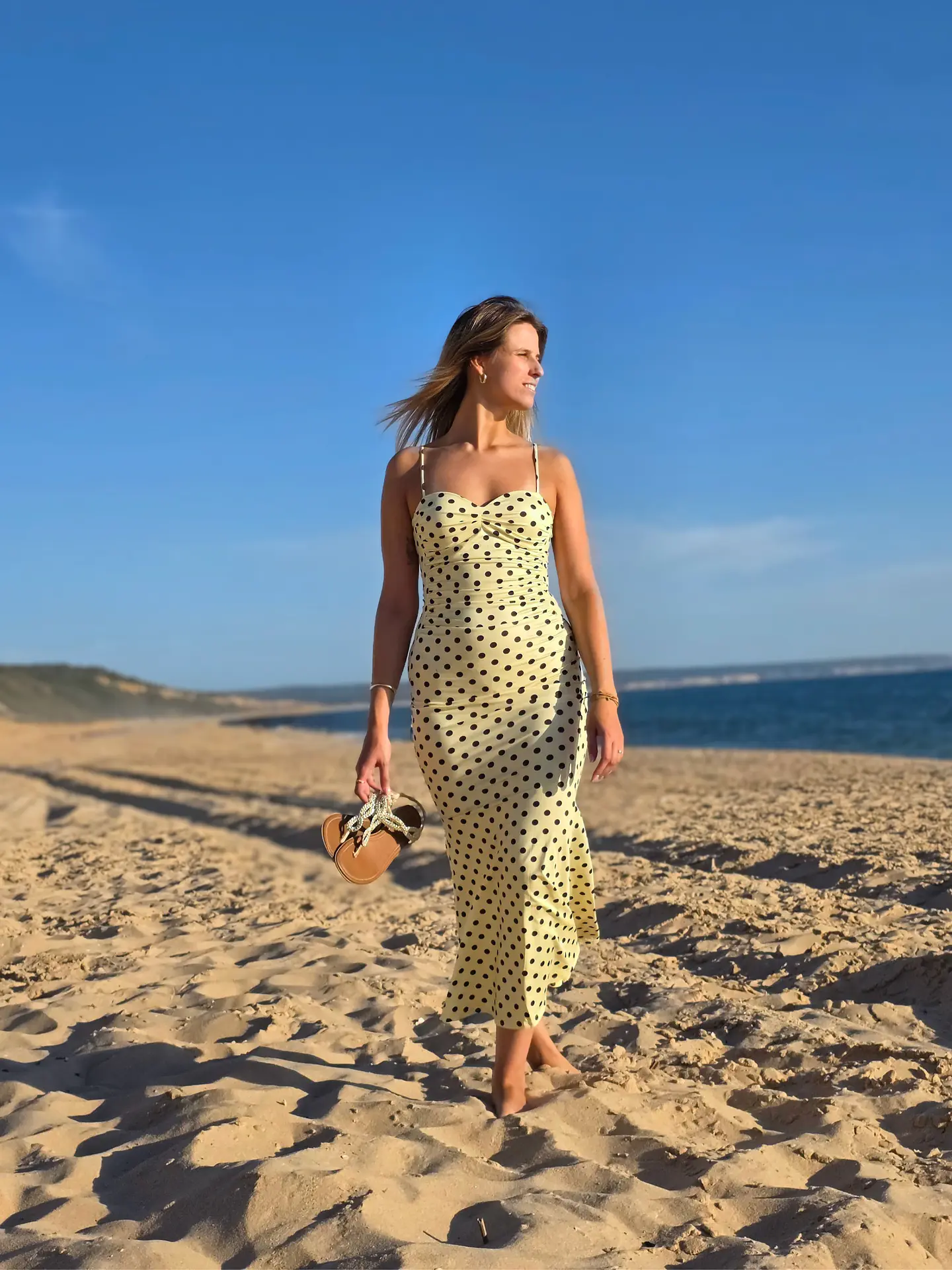 Vestido Ray – Vestido Comprido Justo Amarelo Polka Dots 6