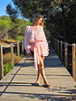 Vestido Sprout – Vestido Curto Rosa com Transparências e Efeito Balão - Thumbnail 1
