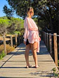 Vestido Sprout – Vestido Curto Rosa com Transparências e Efeito Balão - Thumbnail 2