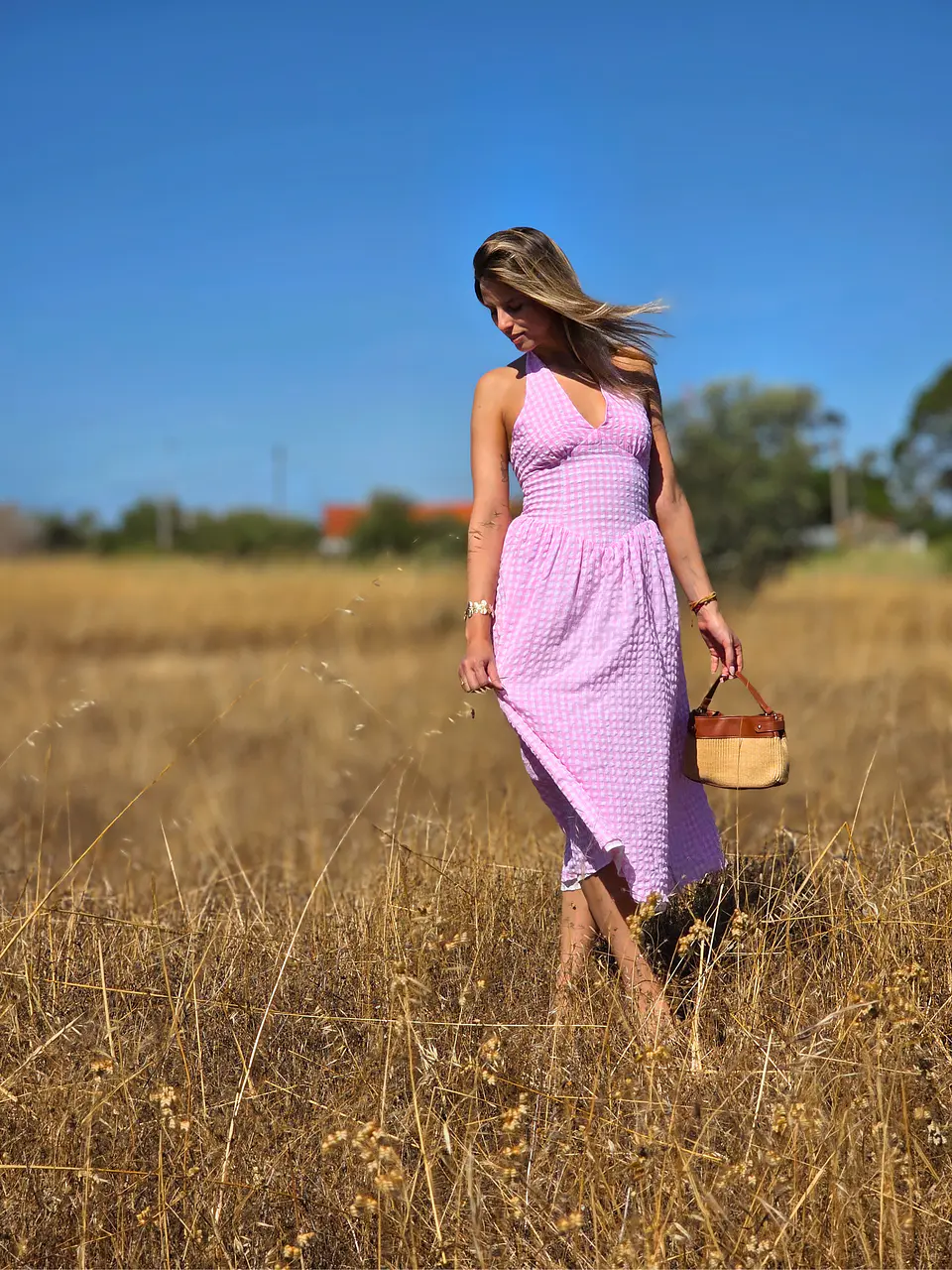 Vestido Rise – Vestido Midi Open Back Checkered Rosa 2