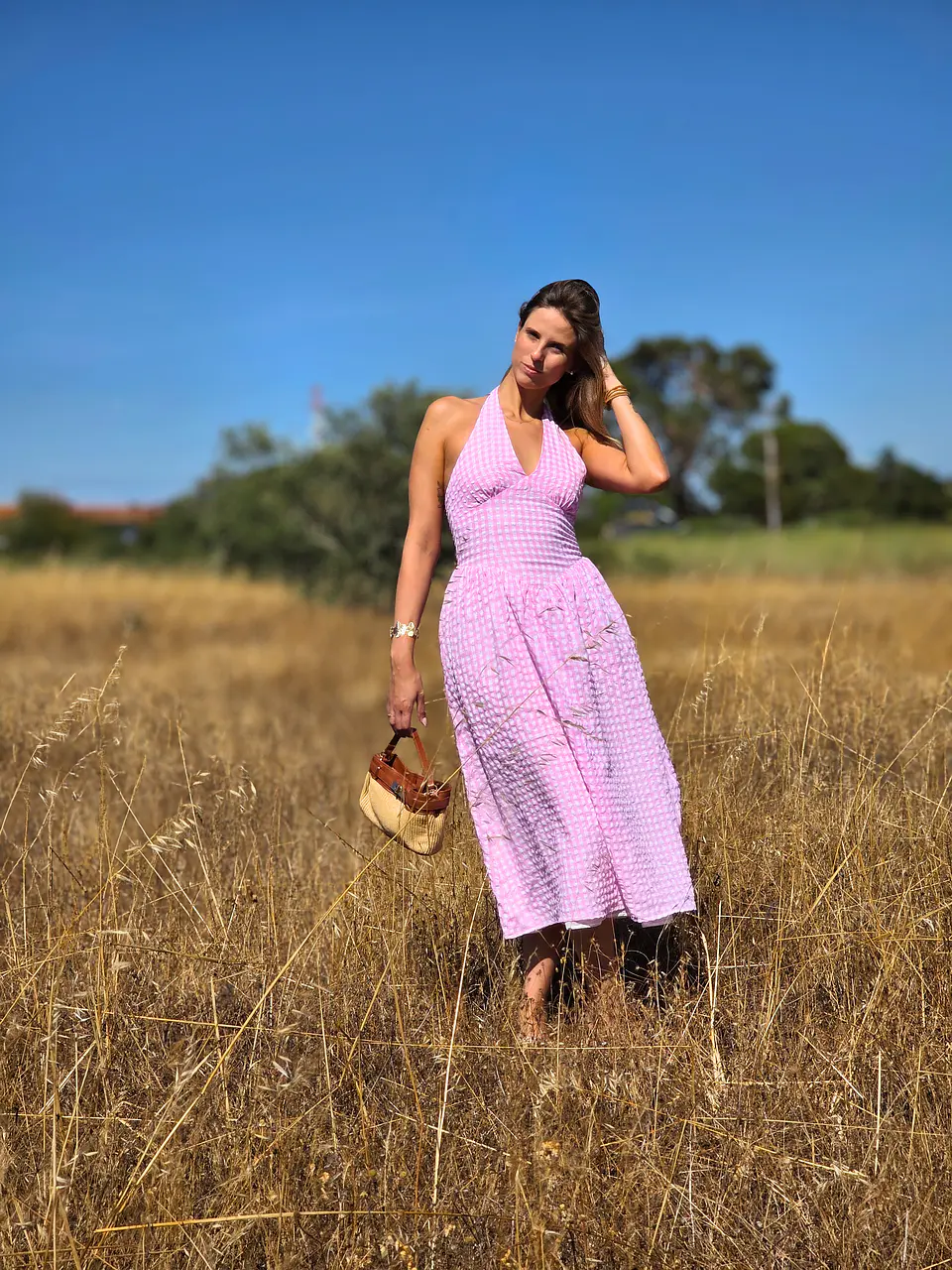 Vestido Rise – Vestido Midi Open Back Checkered Rosa 3
