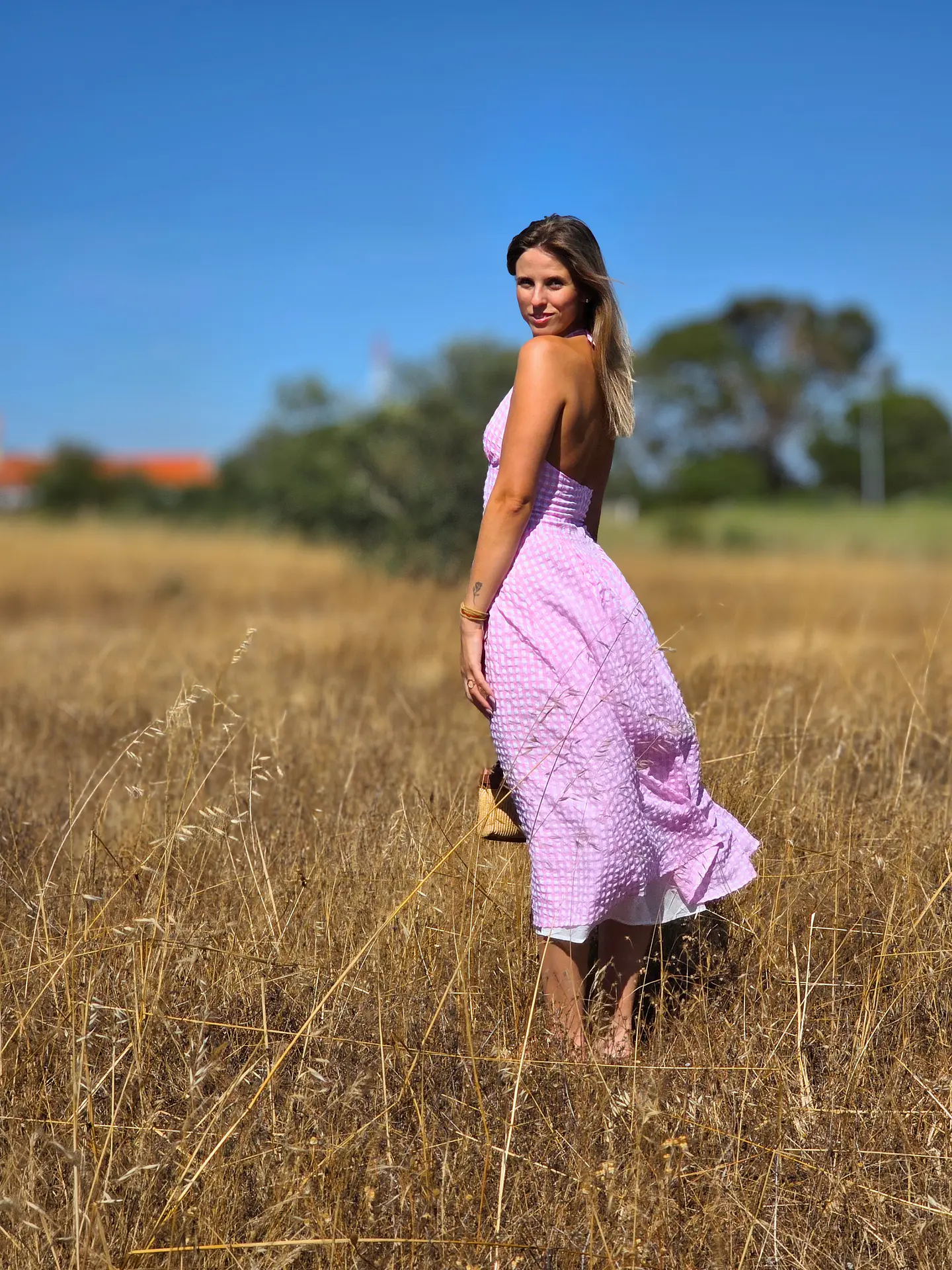 Vestido Rise – Vestido Midi Open Back Checkered Rosa 4