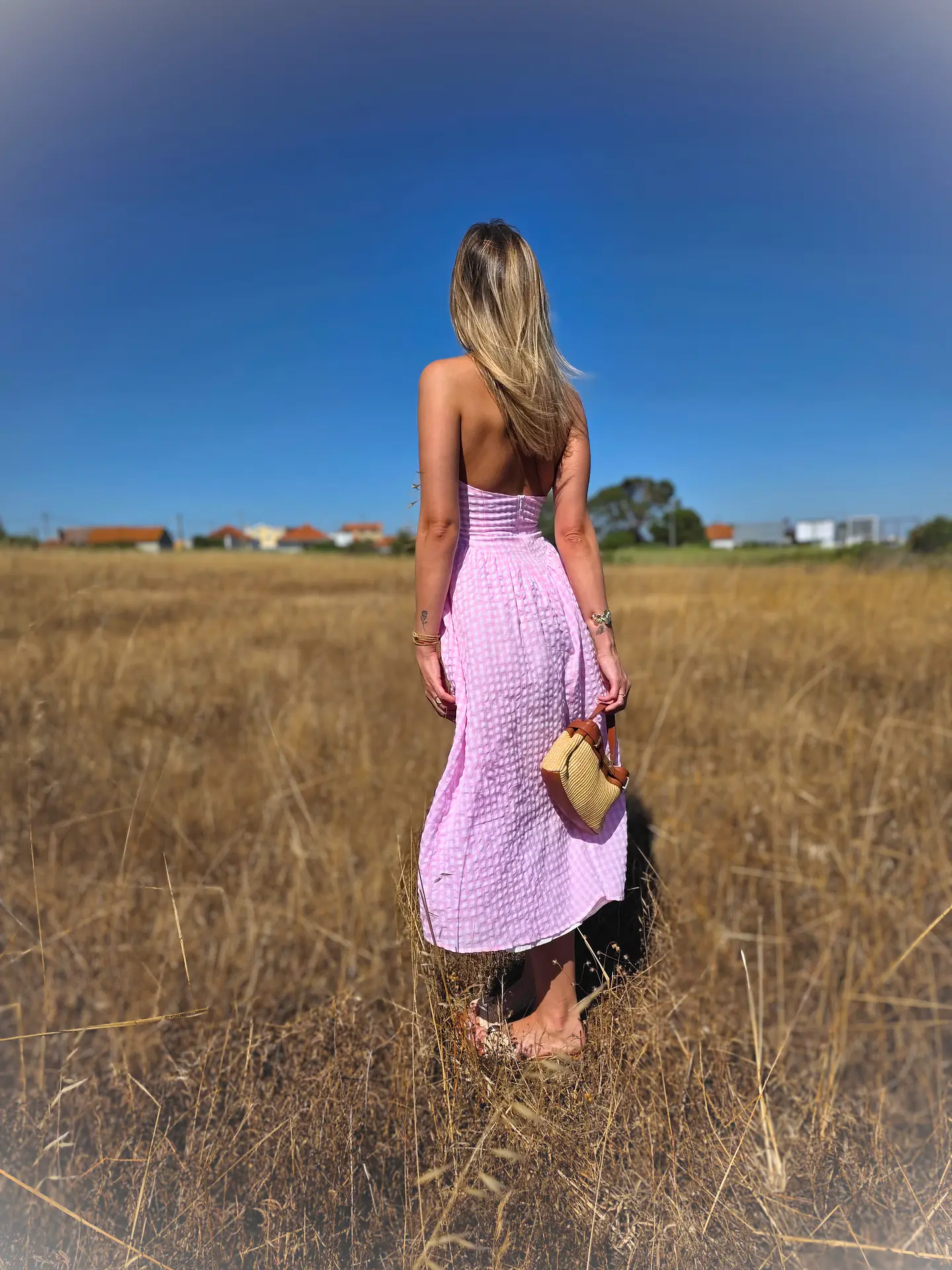 Vestido Rise – Vestido Midi Open Back Checkered Rosa 5