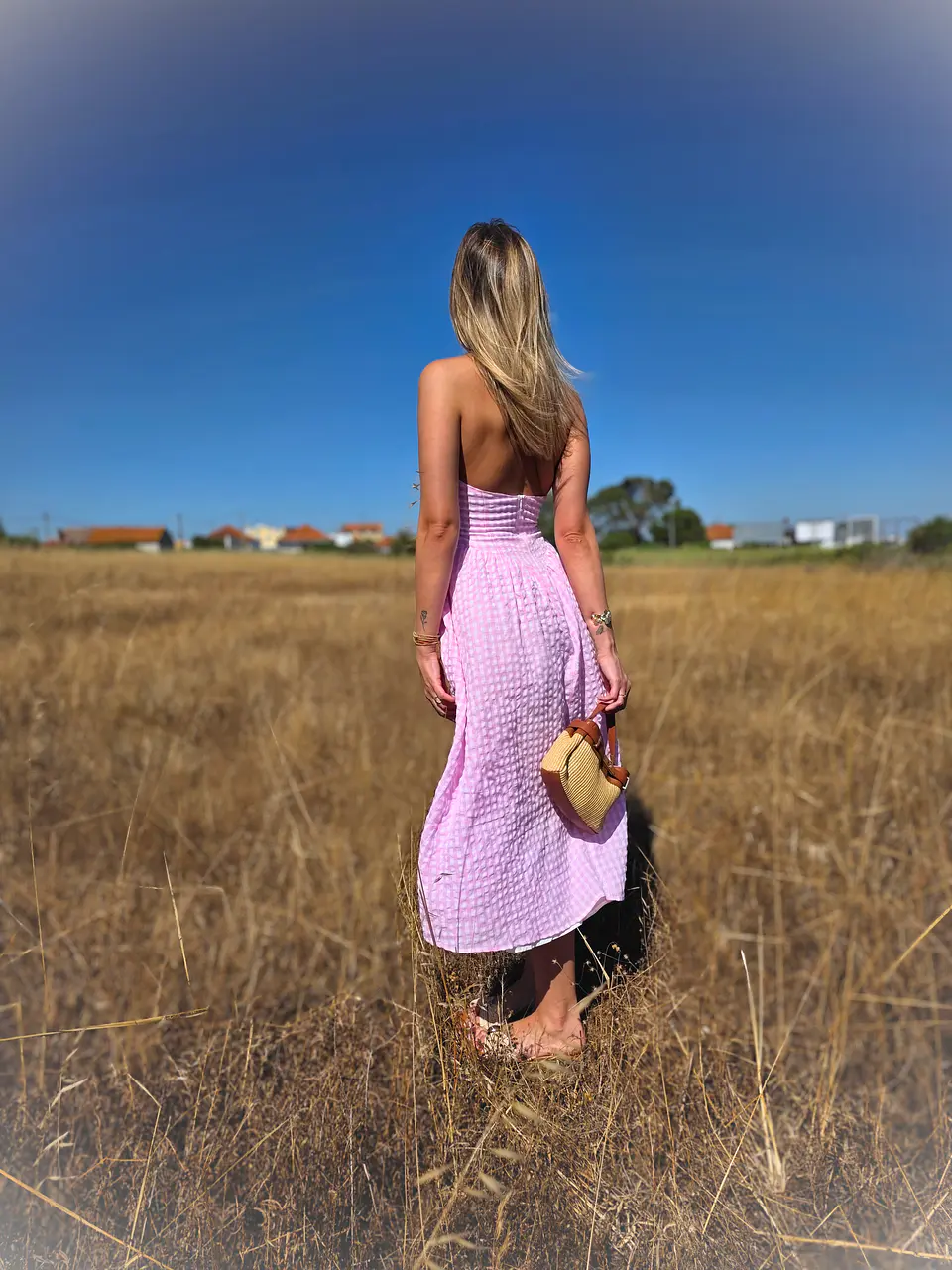 Vestido Rise – Vestido Midi Open Back Checkered Rosa 5