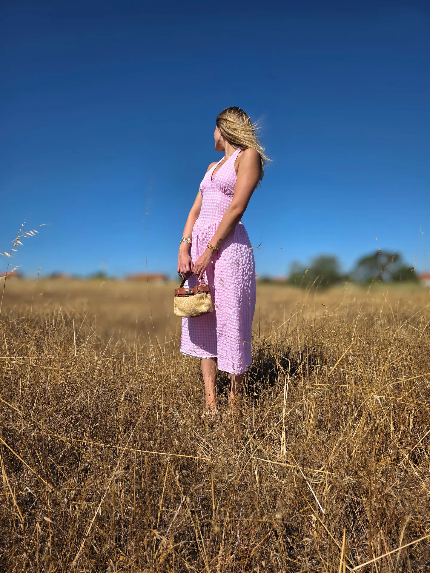 Vestido Rise – Vestido Midi Open Back Checkered Rosa 6