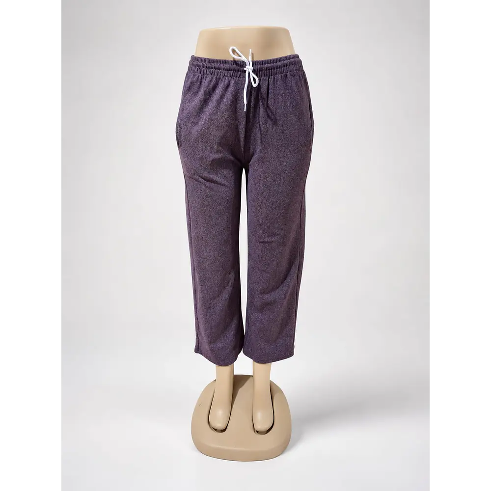 Pantalón de dralón rayas burdeo