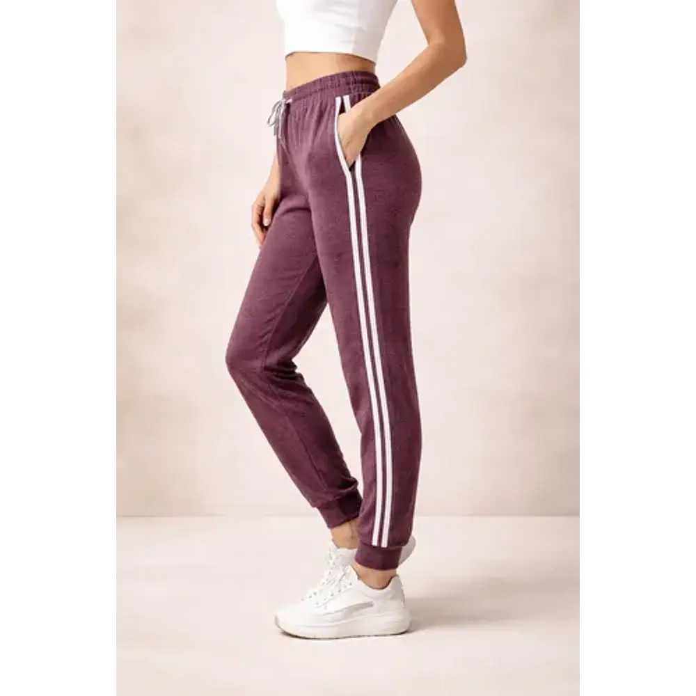 Pantalón De Buzo Mujer Burdeo