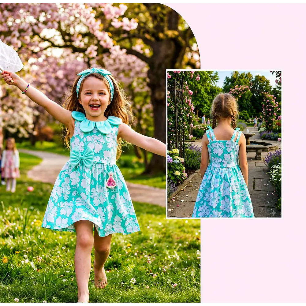 Vestido Petalo Verde Talla 8