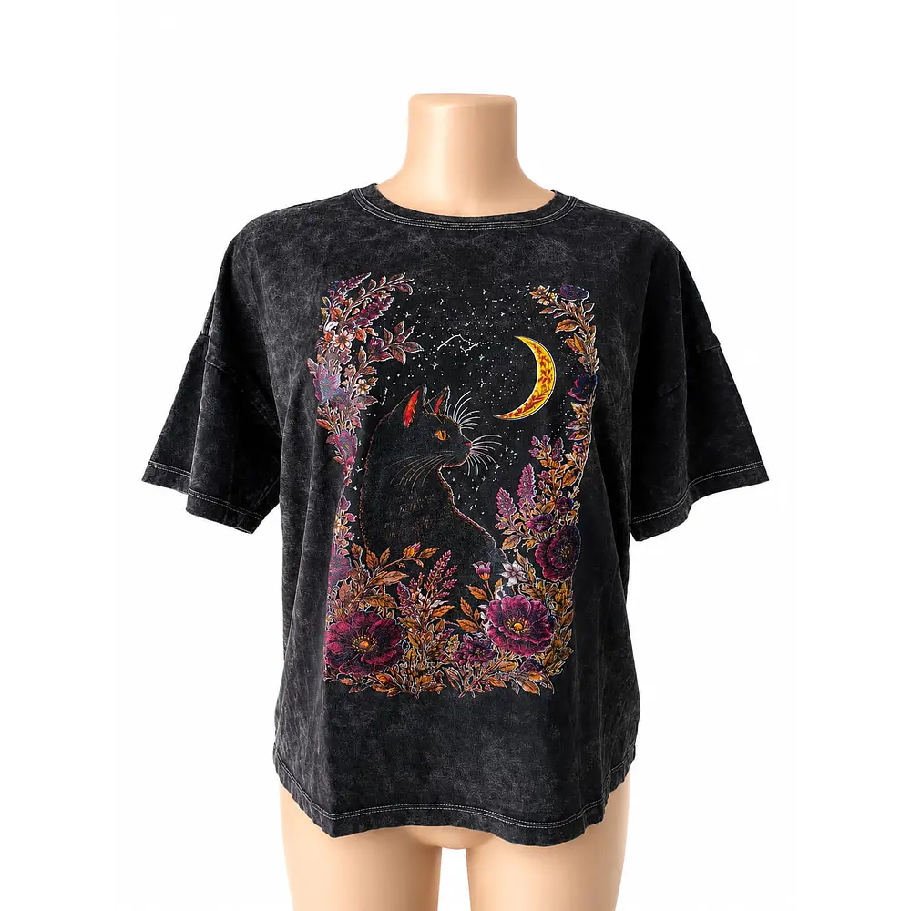 Polera Gato Onix Talla S-M Negro