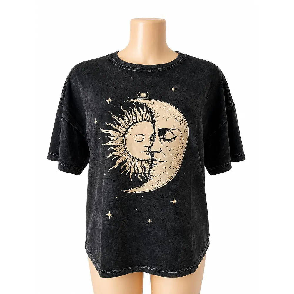 Polera Sol y luna Talla S-M Negro