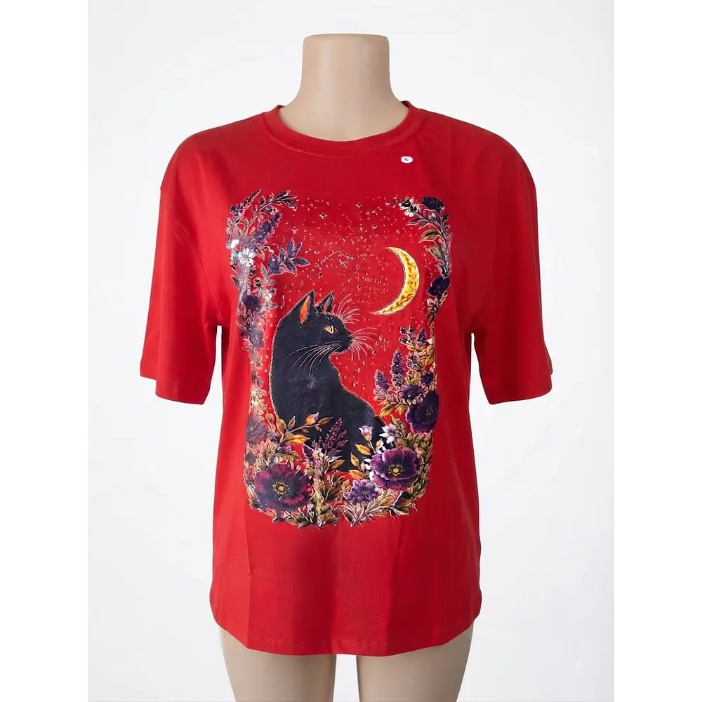 Polera Pima gato Onix Talla L