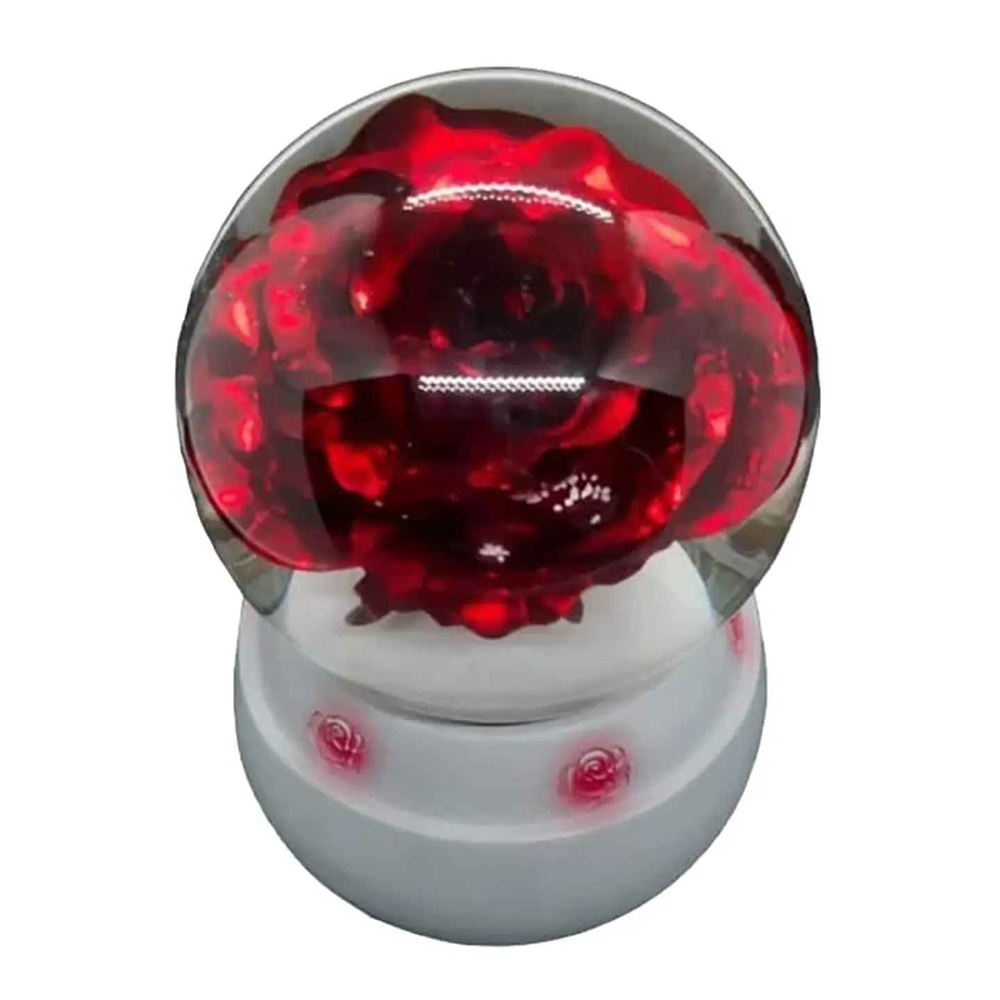 REGALO ROSA ETERNA ESFERA MUSICAL Y NIEVE 1