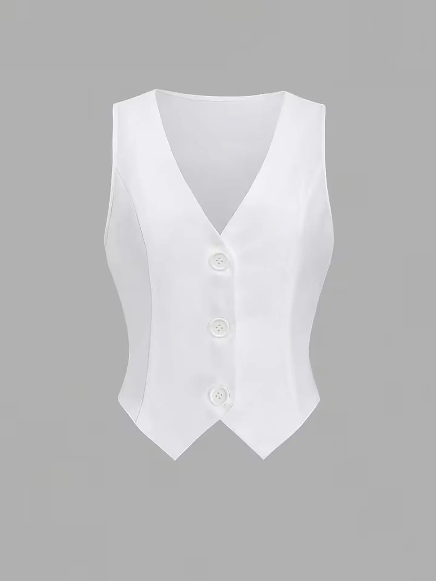 chaleco sastre blanco  cuello en V de mujer 2