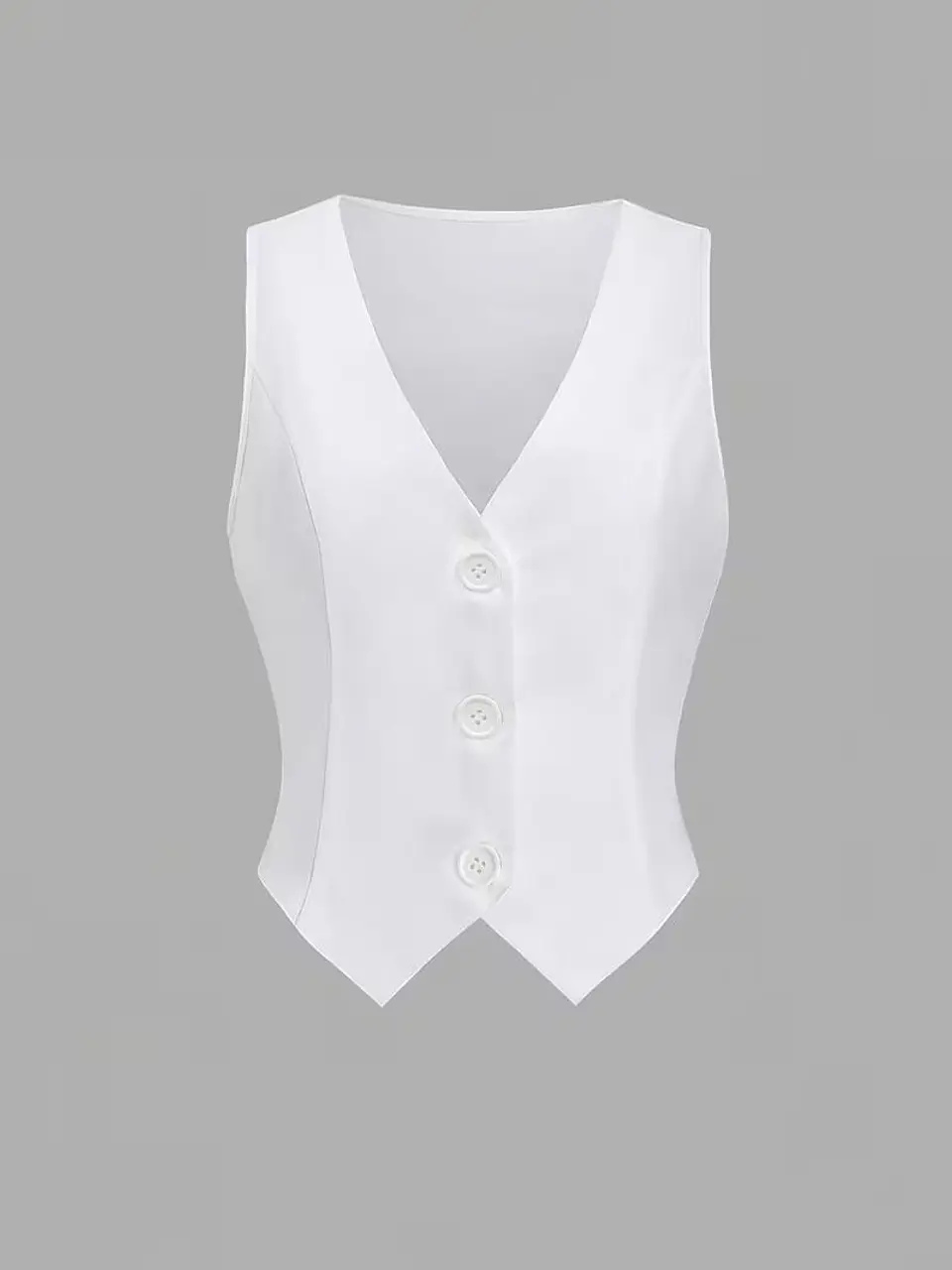 chaleco sastre blanco  cuello en V de mujer 2