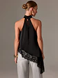Blusa asimétrica de satén para mujer Cuello Halter - Miniatura 9